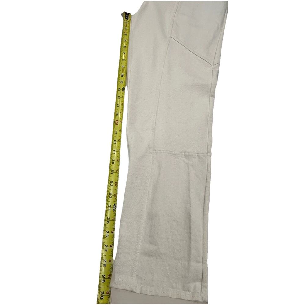 NWT ZARA Women’s Skinny Moto Pants Ivory Size Large 100% Cotton Biker Style - Picture 6 of 10